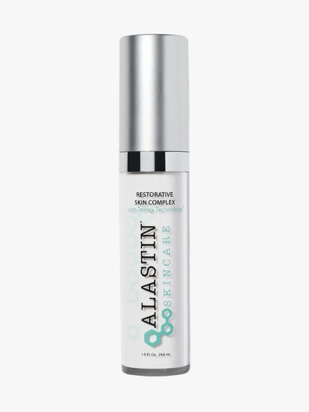 Alastin Skincare Restorative Skin Complex with TriHex+ in branded component on a light gray background