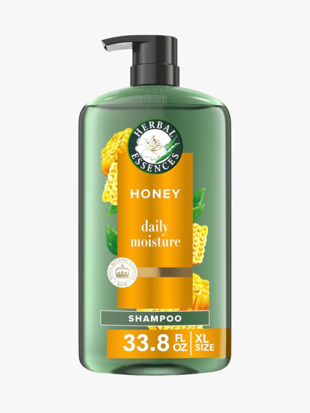 Herbal Essences Honey Daily Moisture Shampoo in branded bottle component on a light gray background